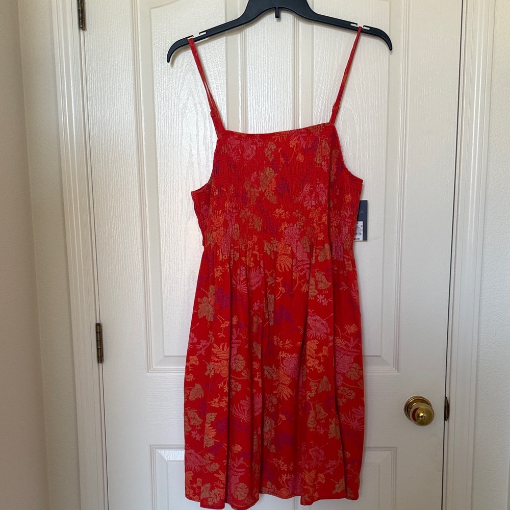 Universal Thread Red Floral Smocked Sundress with Adjustable Straps